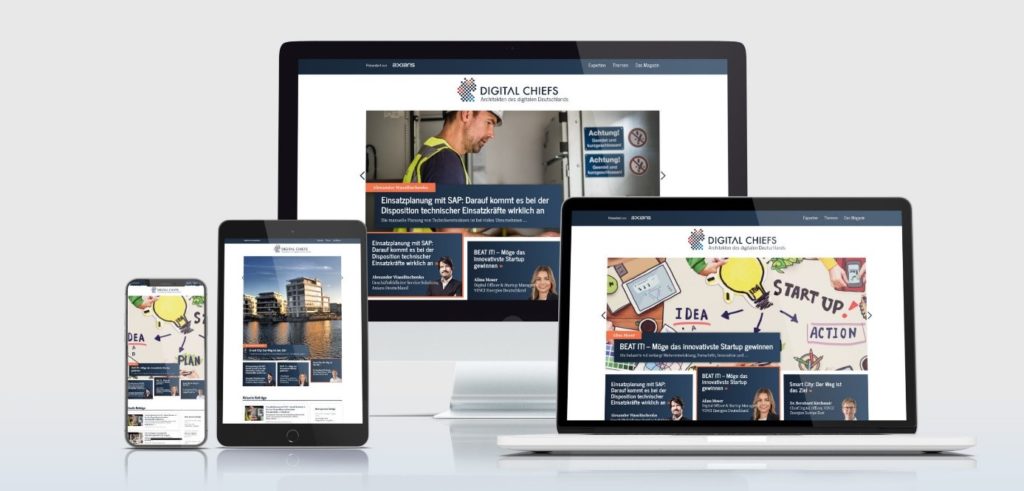 Das Online-Magazin „Digital Chiefs“ setzt auf einen Mix aus Köpfen und Themen hinter dem Megatrend digitale Transformation, mit dem Ziel, diesen in Deutschland voranzutreiben. (Quelle: Axians / Evernine Group)