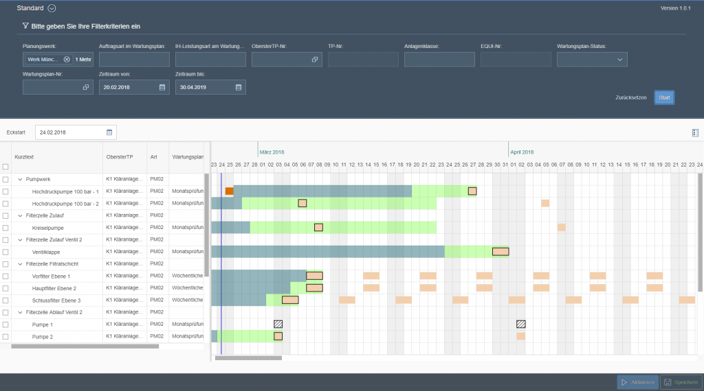 Wartungsplanung in der SAP Fiori Oberfläche
