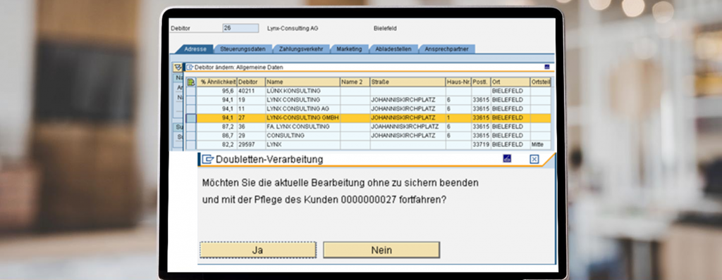 Übersicht der Online-Version des Dublettenchecks