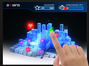 Im NaaS-Game erleben Messebesucher:innen, wie professionell und sicher ein Netzwerk dank Network as a Service betrieben werden kann. (Quelle: Axians)