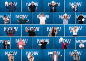 #NowAxians – Collage mit einer Auswahl von Mitarbeitenden und Führungskräften der umfirmierten Gesellschaften (Quelle: Axians)
